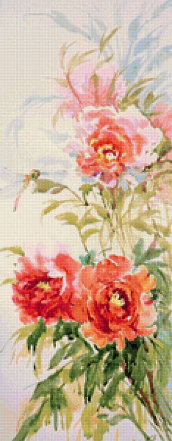 Пионы и стрекоза - пионы, цветы, стрекоза - предпросмотр