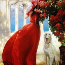 женщина в красном