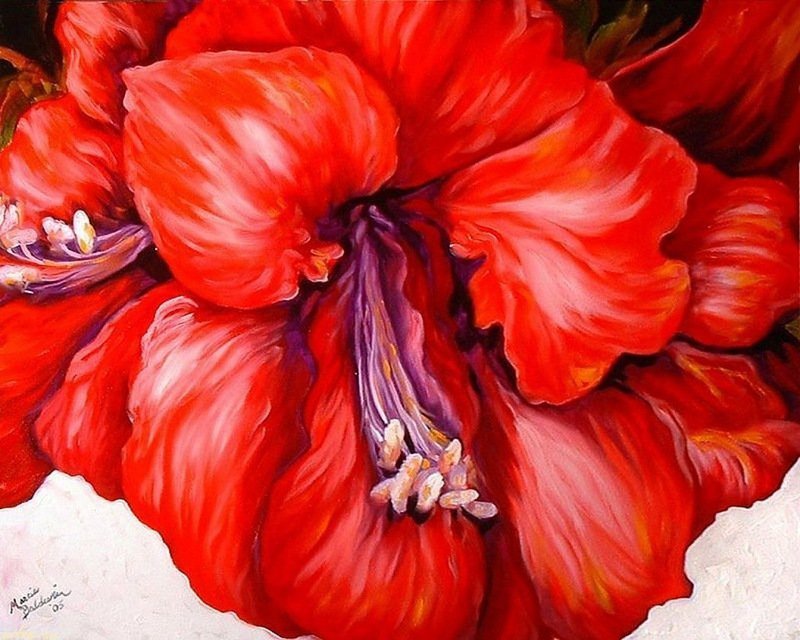 красный цветок - цветы, картины, живопись, весна - оригинал