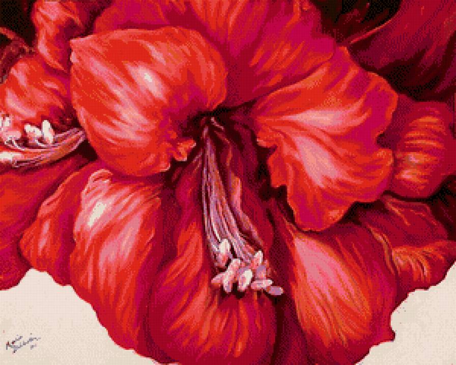 красный цветок - цветы, весна, картины, живопись - предпросмотр