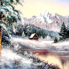 Схема вышивки «Домик у горы»