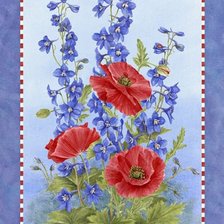 Схема вышивки «маки и дельфиниум»