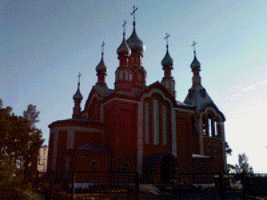 Храм Серафима Саровского, Анжеро-Судженский - пионы, вышивка крестом, красивые вышивки - предпросмотр