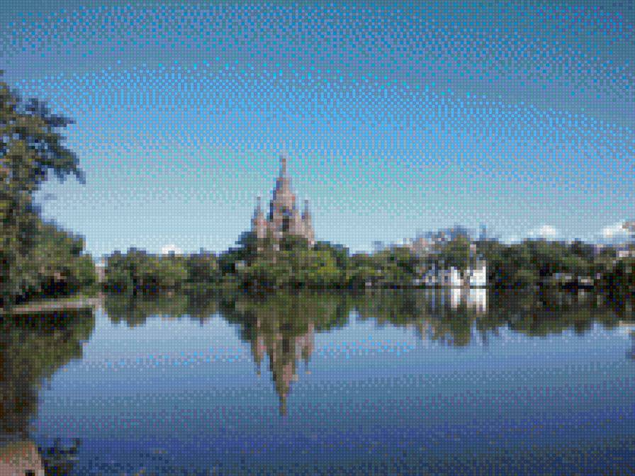 Питергоф. Вид со стороны Ольгиного острова - красивые вышивки, вышивка крестом, пионы - предпросмотр