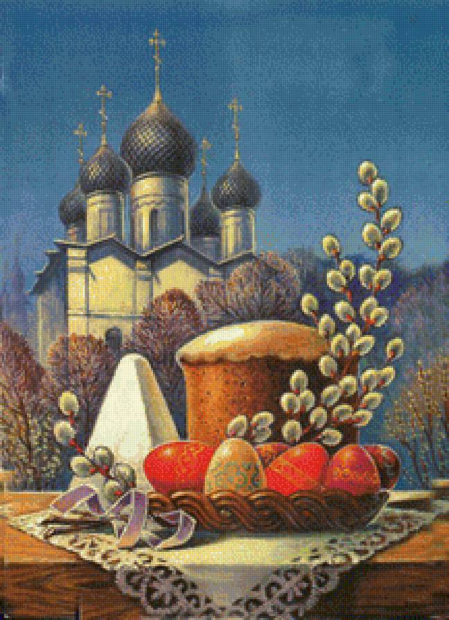 Вербное воскресение - картина, храмы, натюрморт - предпросмотр
