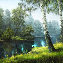 Схема вышивки «Речка в лесу»