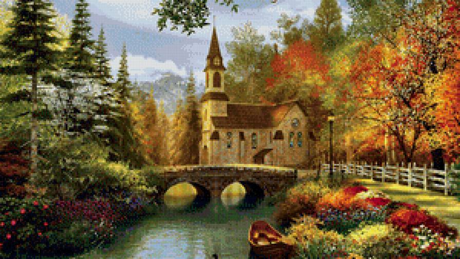 Пейзаж - вышивка крестом - предпросмотр