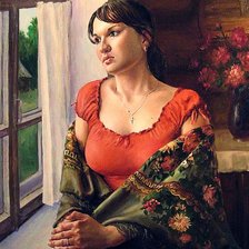 Схема вышивки «женщина у окна»