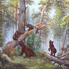 Схема вышивки «утро в сосновом лесу»