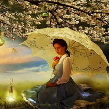 Схема вышивки «DAMA DE LA SOMBRILLA»