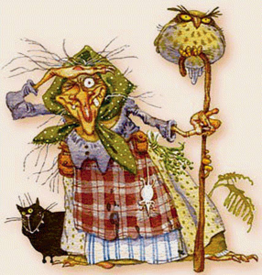 Баба Яга - фэнтази, сказки, иллюстрации - предпросмотр