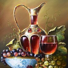 Схема вышивки «натюрморт с виноградом и вином»