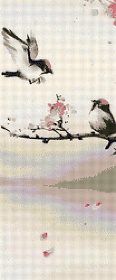 сакура над рекой2 - триптих, река, мост, сакура - предпросмотр