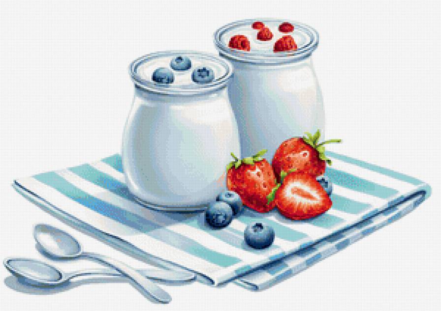Йогурт - черника, на кухню, ягоды, клубника - предпросмотр