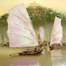 Схема вышивки «Вьетнам. Паруса. Утро.  Блохин Валерий»