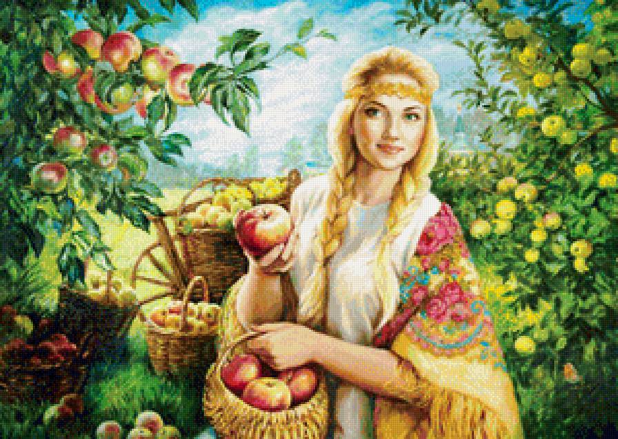 Яблочный Спас 2 - люди, фрукты, природа, картина - предпросмотр