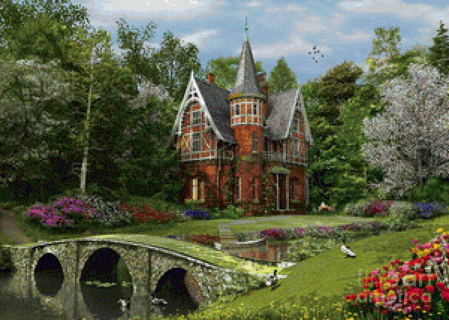 Пейзаж - вышивка крестом - предпросмотр