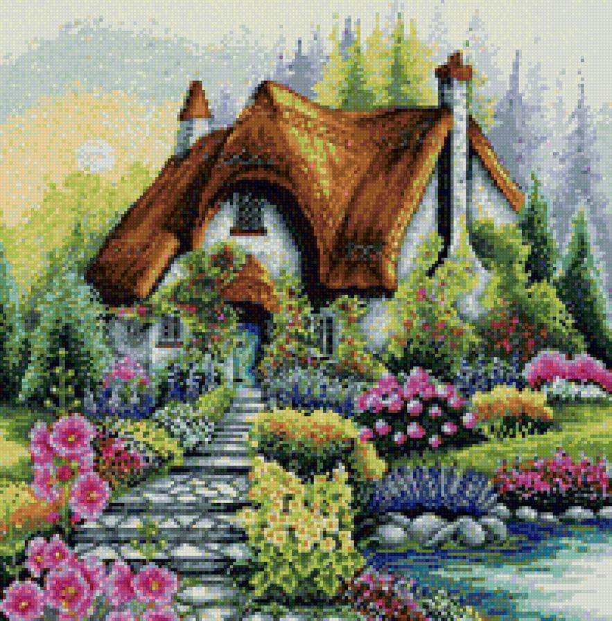 домик в цветах - предпросмотр