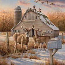 Схема вышивки «олени»