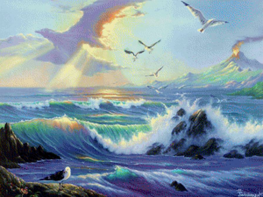 море, чайки и волна - море - предпросмотр