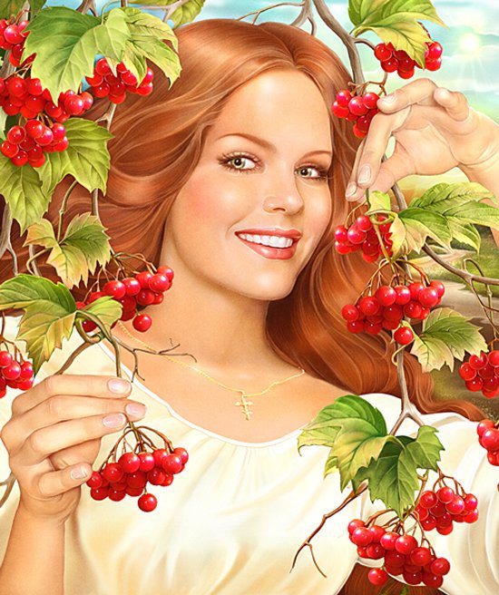 Калина красная. - картина, люди, осень - оригинал