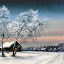 Схема вышивки «зимний пейзаж»