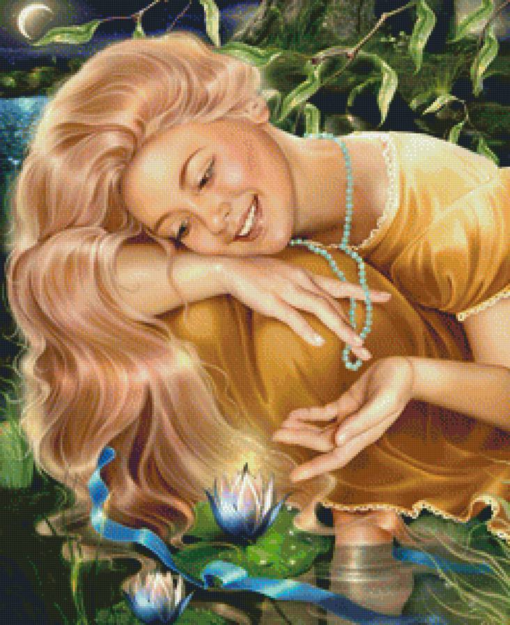 Ночь у воды - люди, вода, картина - предпросмотр