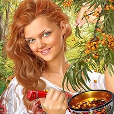 Схема вышивки «Девушка и облепиха»