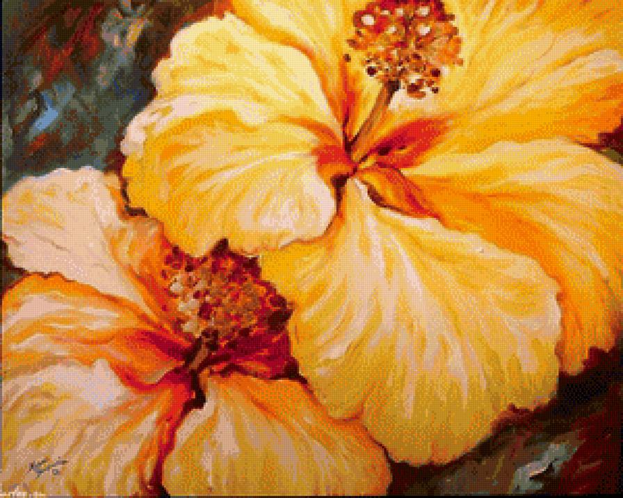 желтые цветы - панно, картины, весна, подушка, лето, живопись, природа, цветы - предпросмотр