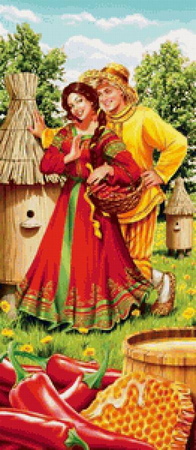 На пасеке - картина, природа, люди - предпросмотр