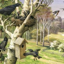 Схема вышивки «Птицы весной»