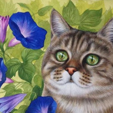 Схема вышивки «Котик и вьюнки»