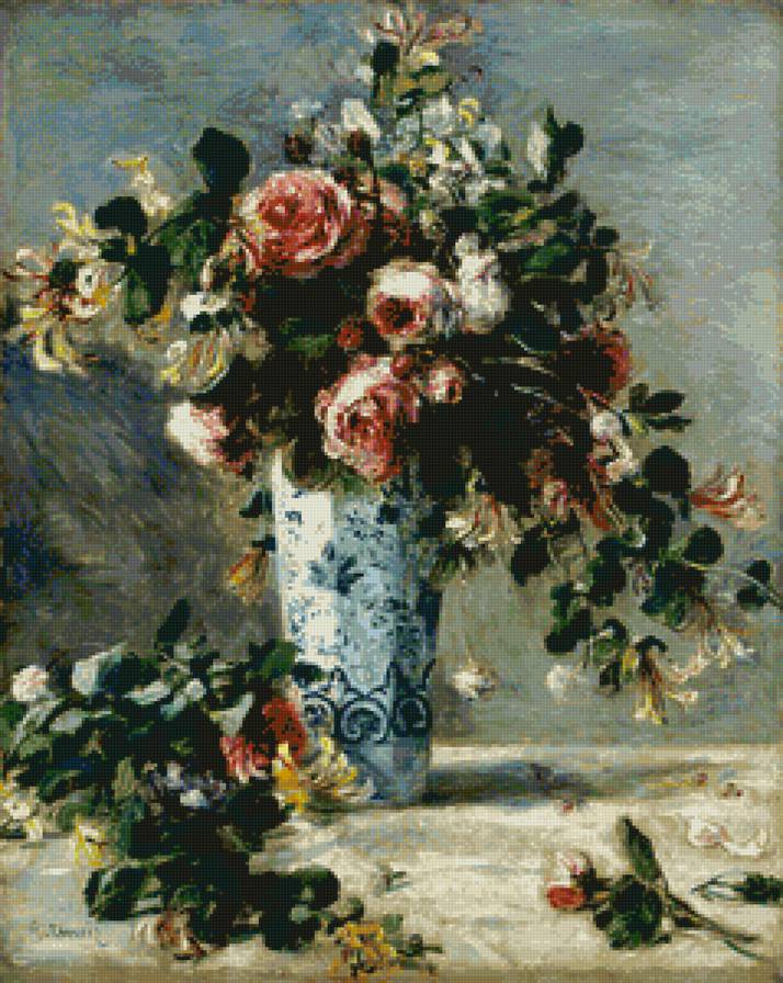 Ренуар Ваза с цветами - цветы, картины - предпросмотр