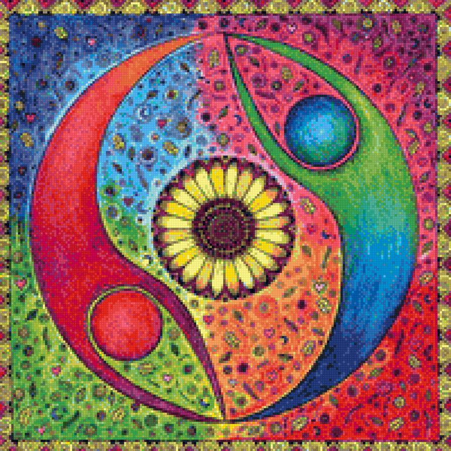 Инь-янь - мандала, инь-янь, подушка - предпросмотр