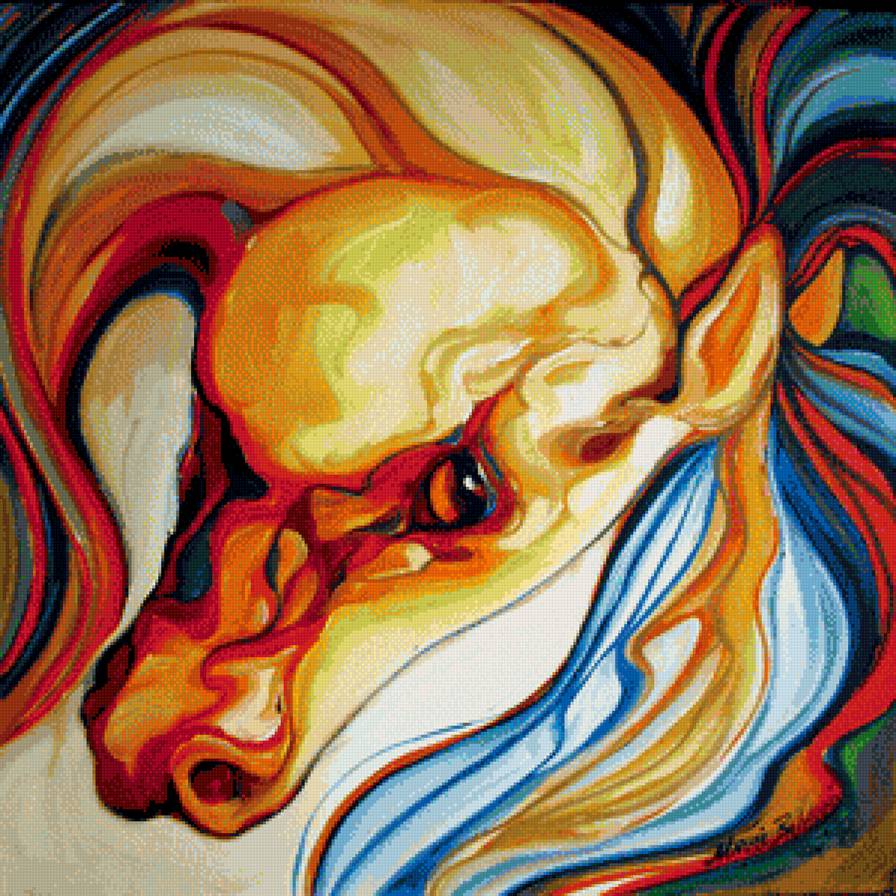 лошадь - картины, конь, панно, домашние животные, лошадь, живопись - предпросмотр