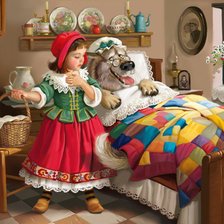 Схема вышивки «красная шапочка и волк»