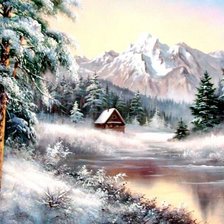 Схема вышивки «зима в горах»