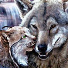 Схема вышивки «волк и рысь»