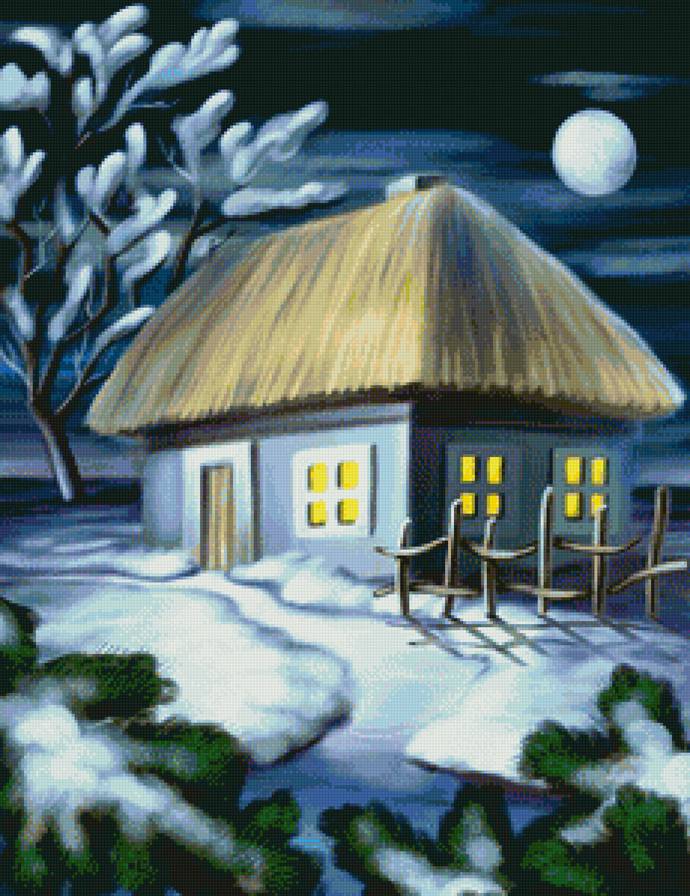 Домик в деревне. Зима - зима, времена года, пейзаж - предпросмотр