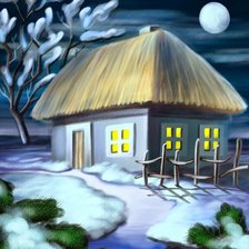 Схема вышивки «Домик в деревне. Зима»