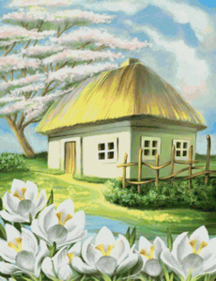 Домик в деревне . Весна - весна, пейзаж, времена года - предпросмотр