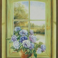 Схема вышивки «гортензия у окна»