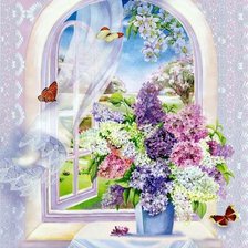 Схема вышивки «весна в окно стучится»