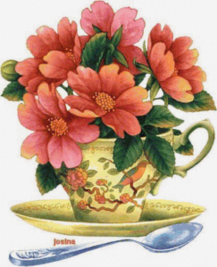 милый букетик - букет, чай, цветы - предпросмотр