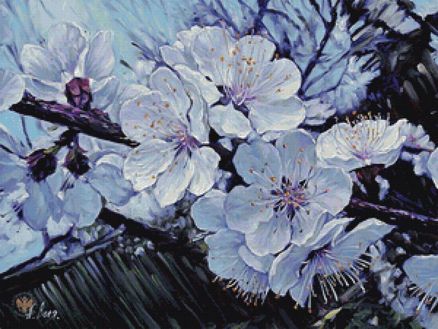 Яблони в цвету - природа, деревня, пейзаж - предпросмотр