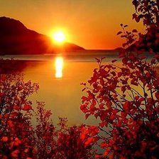 Схема вышивки «закат на озере»