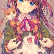 Схема вышивки «Девушка с котиками»