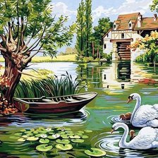 Схема вышивки «лебеди»