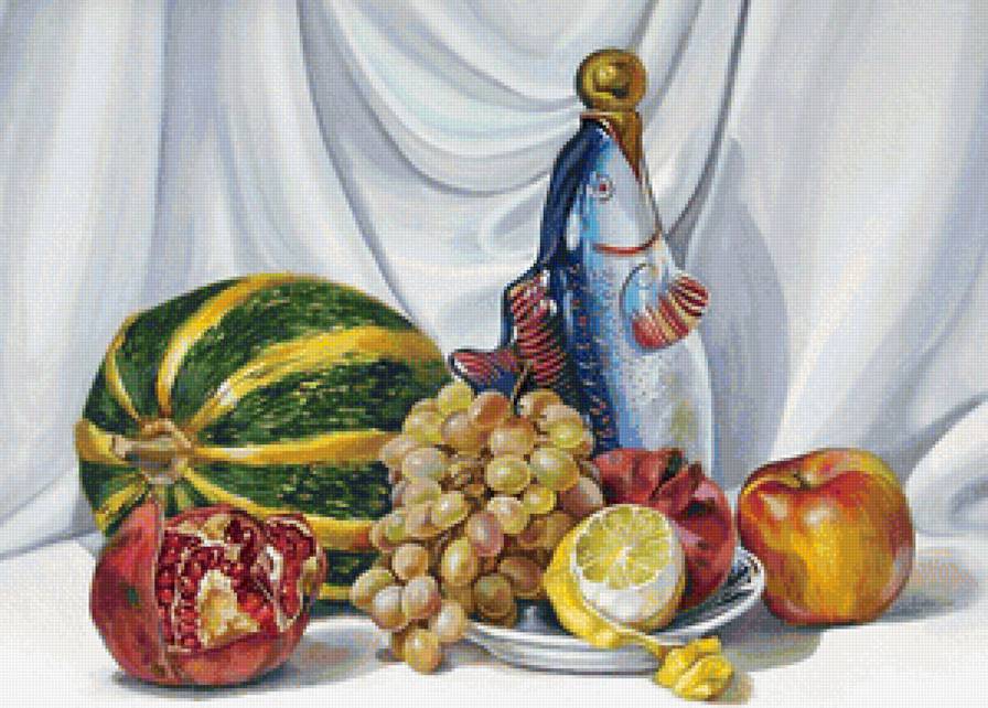 Натюрморт - виноград, фрукты, арбуз, гранат, натюрморт - предпросмотр