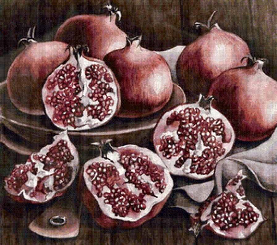 Гранат - натюрморт, гранат, фрукты - предпросмотр